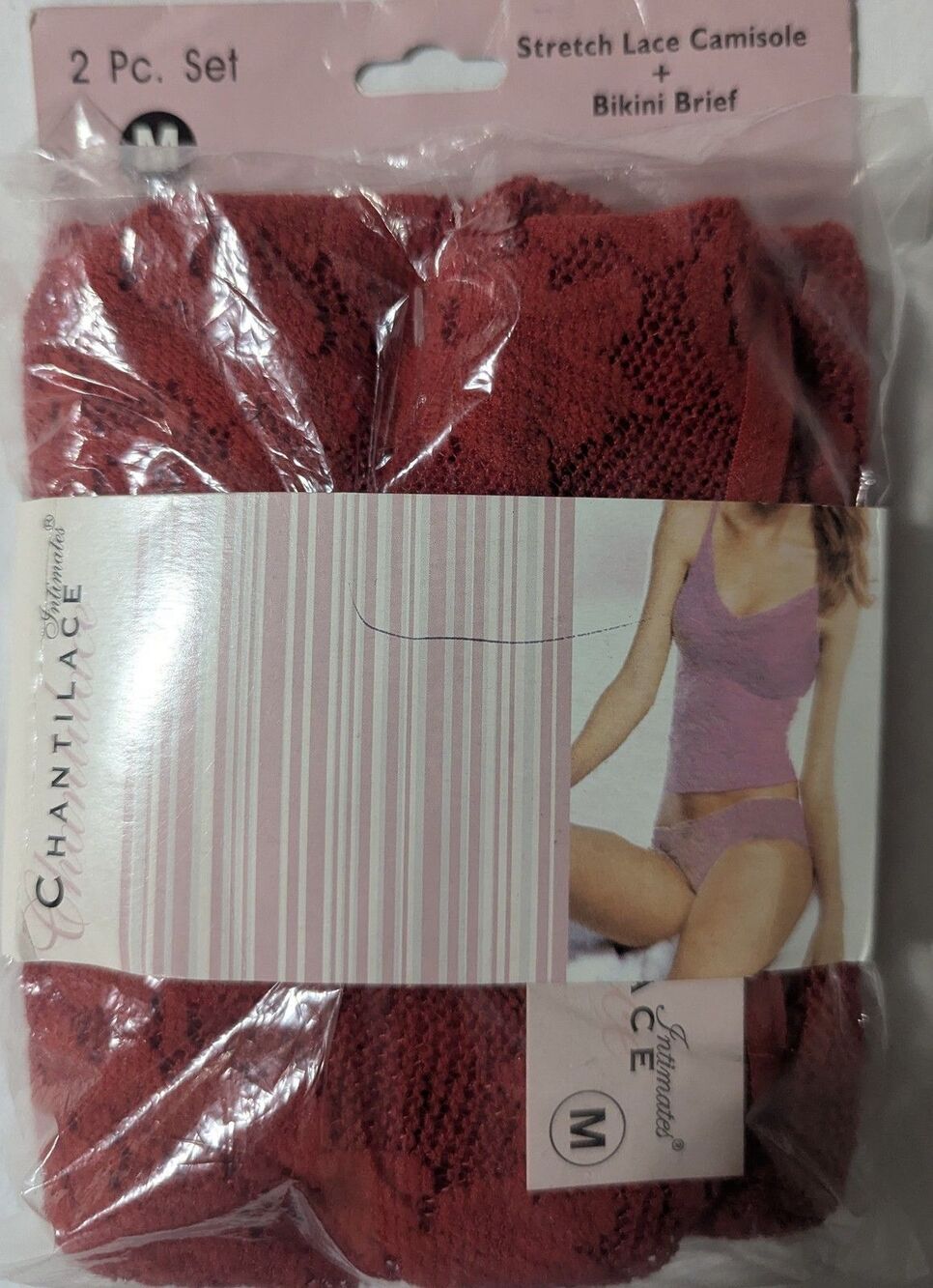 Chantilace Intimates Stretch Lace Camisole & Bikini Brief Set Sz M Rust NWT